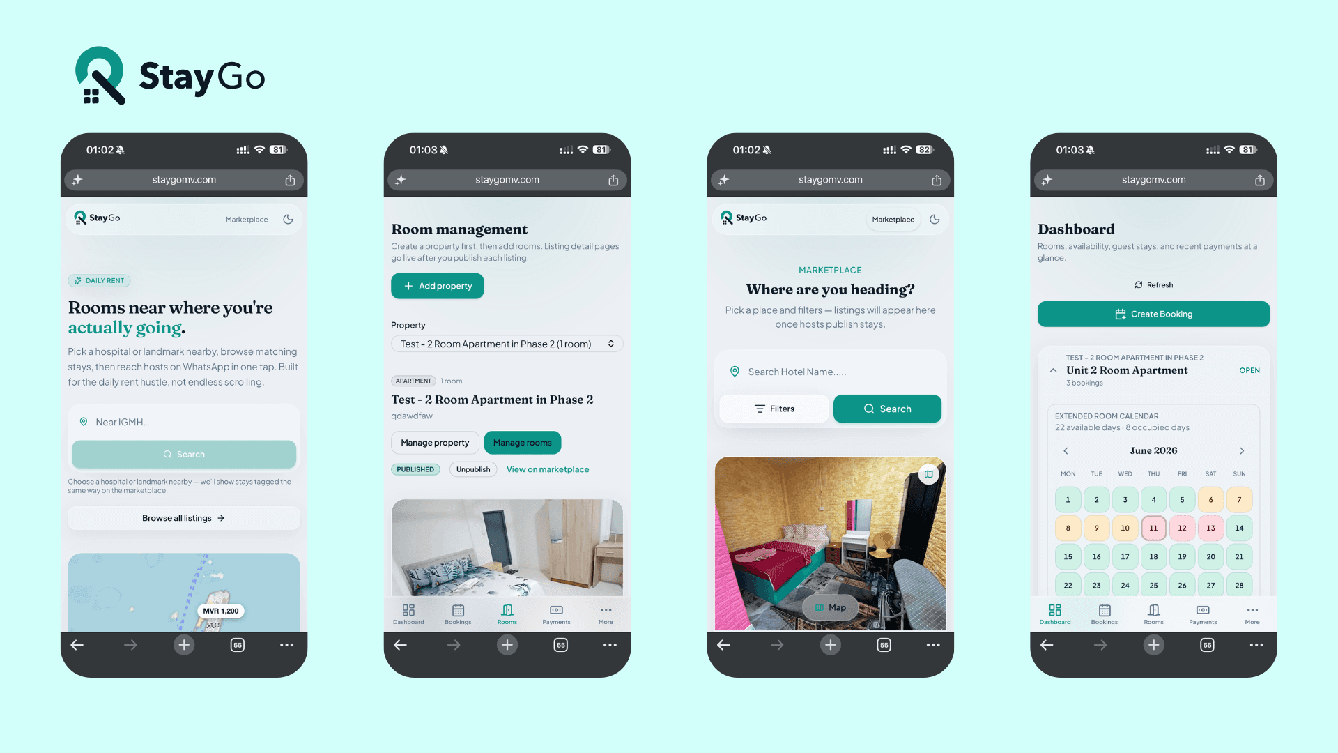 StayGo marketplace — POI search and listing results